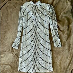 White/ silver sequin dress